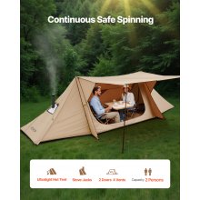 VEVOR Tienda de Campaña Caliente Triangular 330 x 150 x 120 cm para 2 Personas