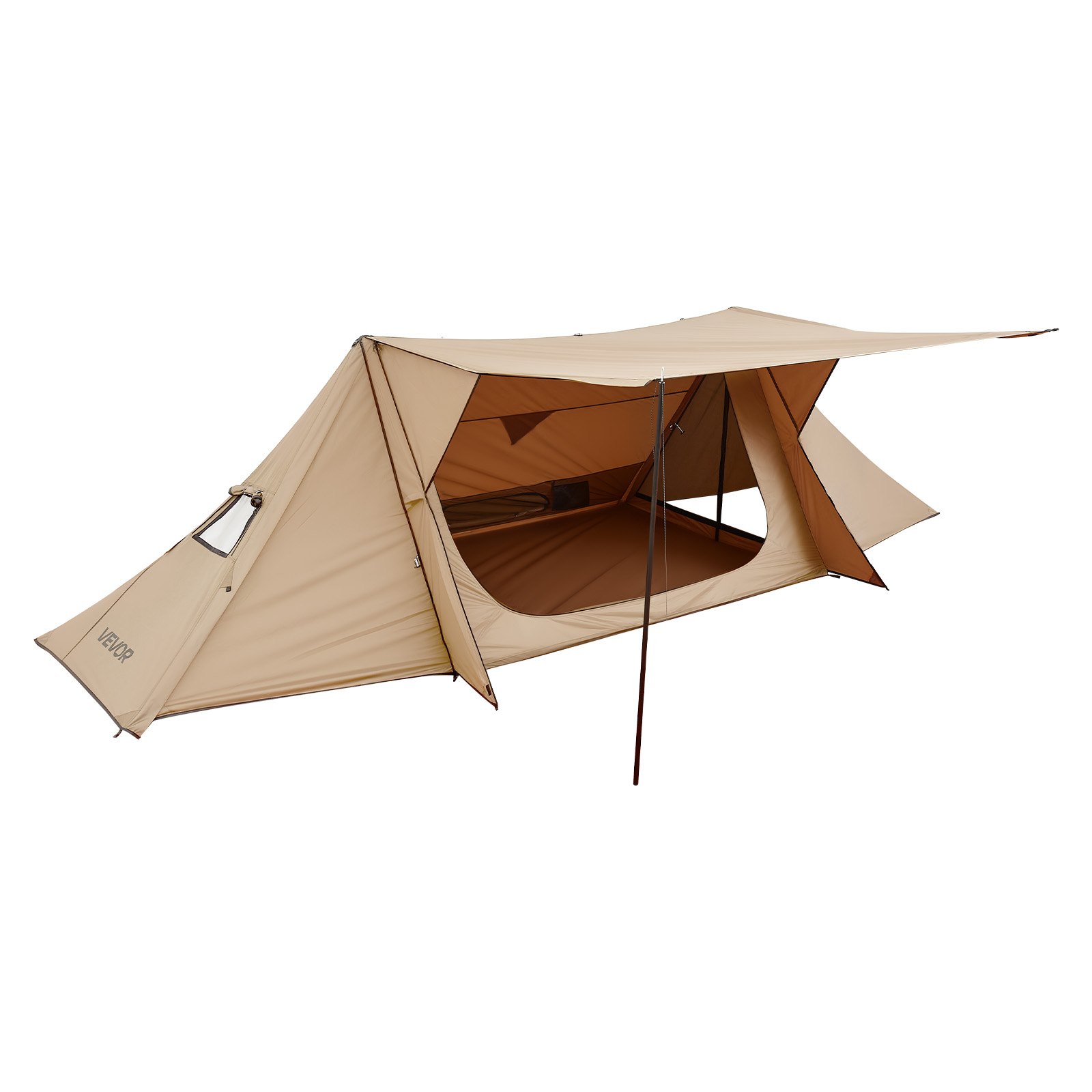 VEVOR Tienda de Campaña Caliente para 2 Personas, Carpa Portátil Triangular 330 x 150 x 120 cm con Soporte para Estufa y 2 Postes de Lona, Tienda Impermeable para Acampar, Caza, Pesca y Mochilero