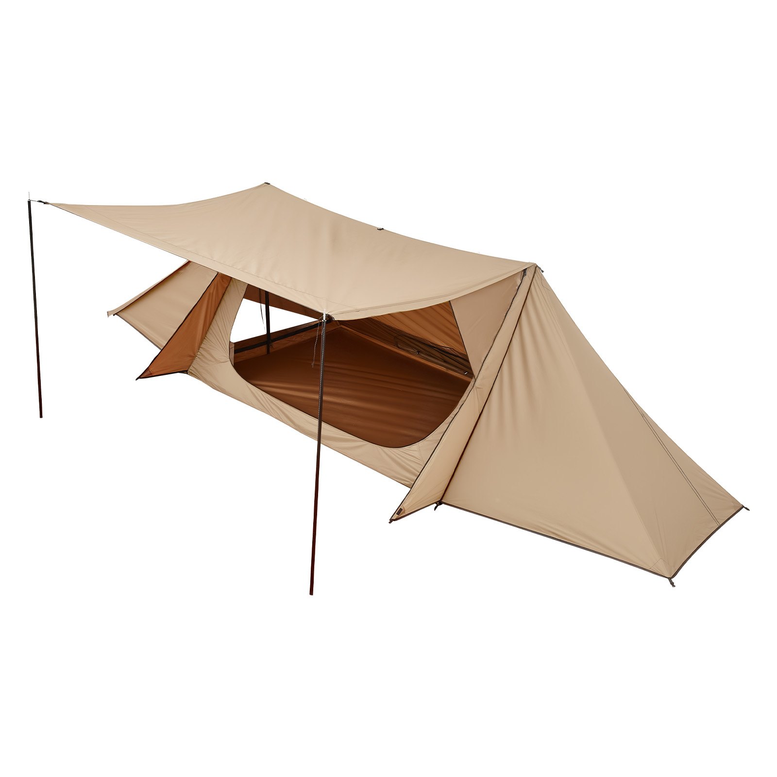 VEVOR Tienda de Campaña Caliente para 2 Personas, Carpa Portátil Triangular 330 x 150 x 120 cm con Soporte para Estufa y 2 Postes de Lona, Tienda Impermeable para Acampar, Caza, Pesca y Mochilero
