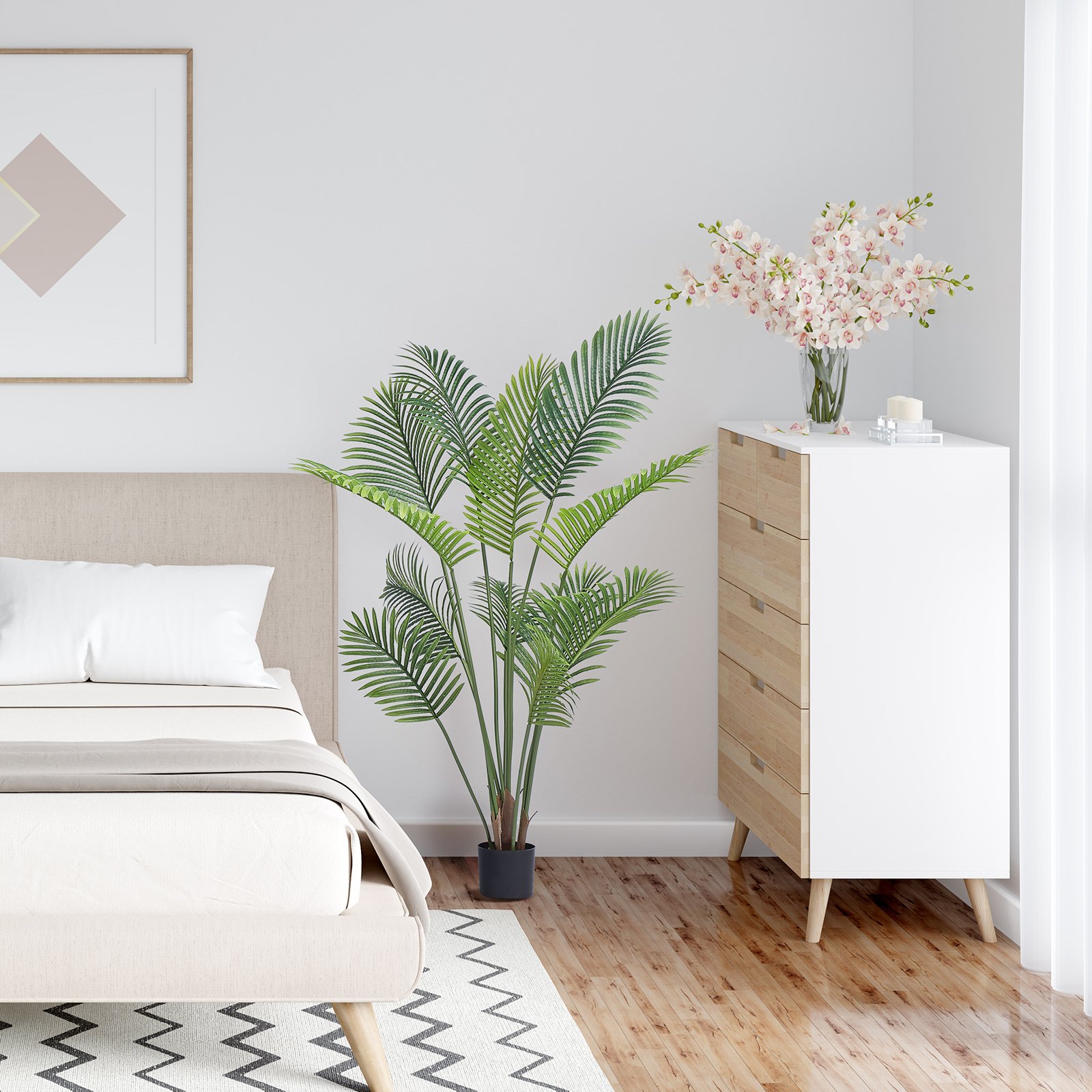 VEVOR Árbol Artificial 1524mm Planta Artificial PE Areca Palmera 2 Árboles Falsos Verdes con Maceta 152x128 mm Decoración de Plantas Falsas para Hogar Oficina Centros Comerciales Interiores Exteriores