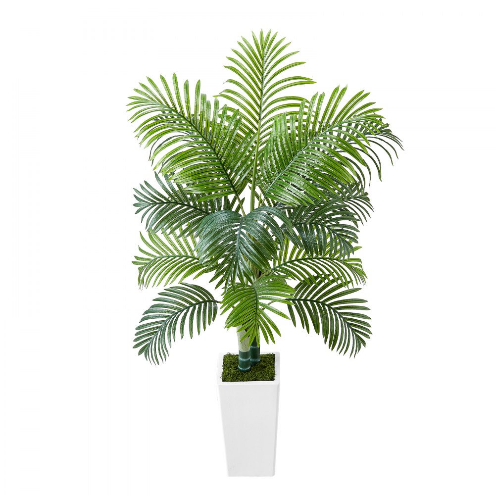 VEVOR Palmera Areca Artificial, Planta Tropical de Imitación con Maceta Alta Blanca, a Decoración de Hogar, Oficina, Sala de Estar, Inauguración de Casa, Interior, Exterior, 1000 x 790 x 1550 mm