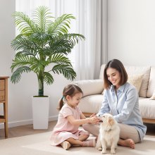 VEVOR Palmera Areca Artificial, Planta Tropical de Imitación con Maceta Alta Blanca, a Decoración de Hogar, Oficina, Sala de Estar, Inauguración de Casa, Interior, Exterior, 1000 x 790 x 1550 mm