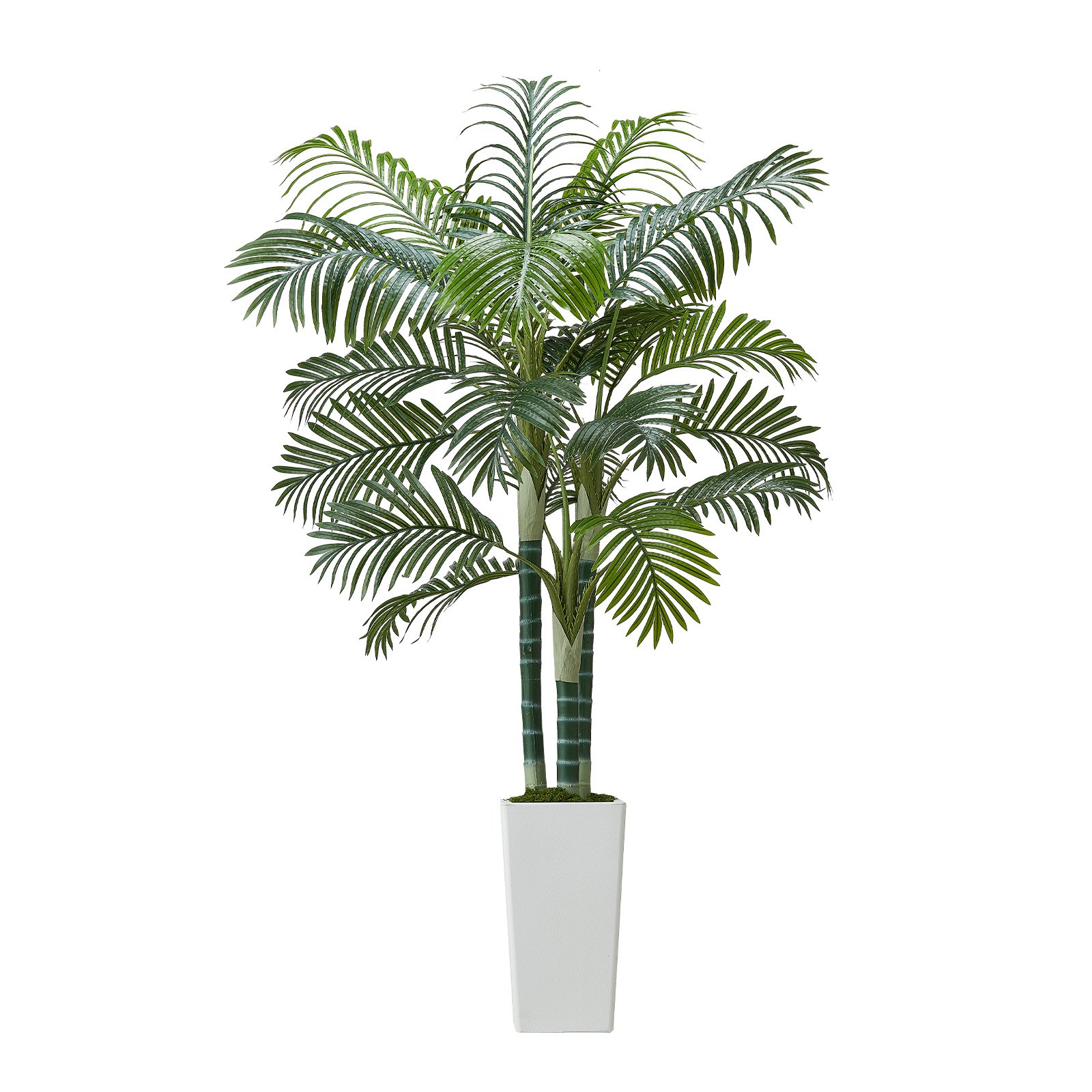 VEVOR Palmera Areca Artificial Tropical de Imitación con Maceta Alta Blanca, para Decoración de Hogar, Oficina, Sala de Estar, Inauguración de Casa, Interior y Exterior, 1040 x 1040 x 1780 mm