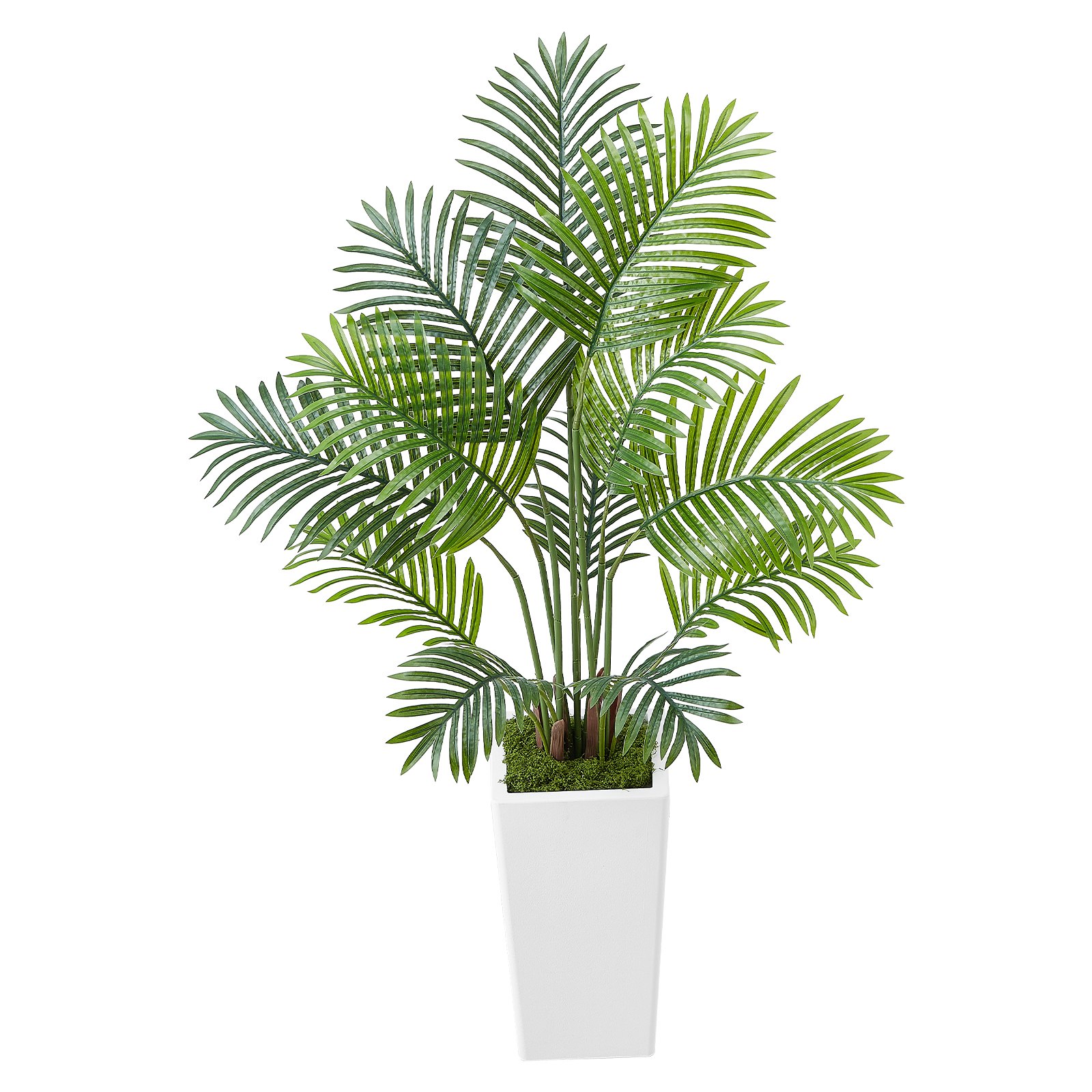 VEVOR Palmera Areca Artificial Tropical Falsa con Maceta Alta Blanca, para Decoración de Hogar, Oficina, Sala de Estar, Inauguración de Casa, Interior Exterior, 700 x 700 x 1220 mm, Verde, 2 uds