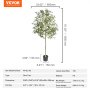 VEVOR Árbol Artificial de Olivo 600x1550 mm Planta Artificial de PE para Decoración Maceta de Árbol Verde 150x125 mm Planta Falsa para Hogar, Oficina, Hotel, Centro Comercial, Interior y Exterior