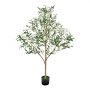VEVOR 150cm Artificial Olive Tree with Black Pot, Tall Fake Tree with Natural Wood Trunk & Realistic Green Leaves and Fruits, Indoor Faux Plant for Home, Office, Living Room, Corner Decor