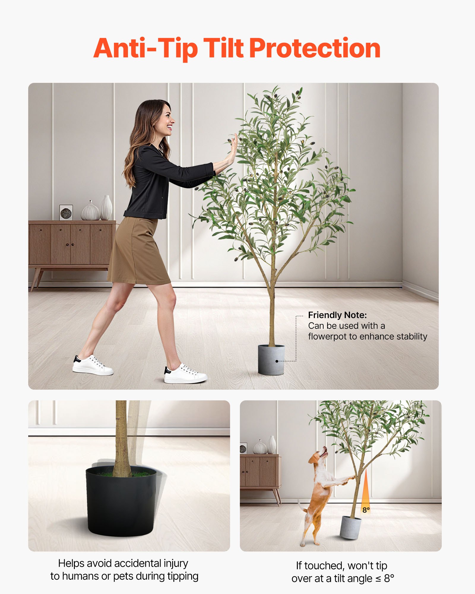 VEVOR Árbol Artificial de Olivo Alto de 1524 mm Planta Artificial de PE para Decoración Árbol Verde Planta Falsa para Hogar, Oficina, Hotel, Centro Comercial, Interior y Exterior, Maceta Negra