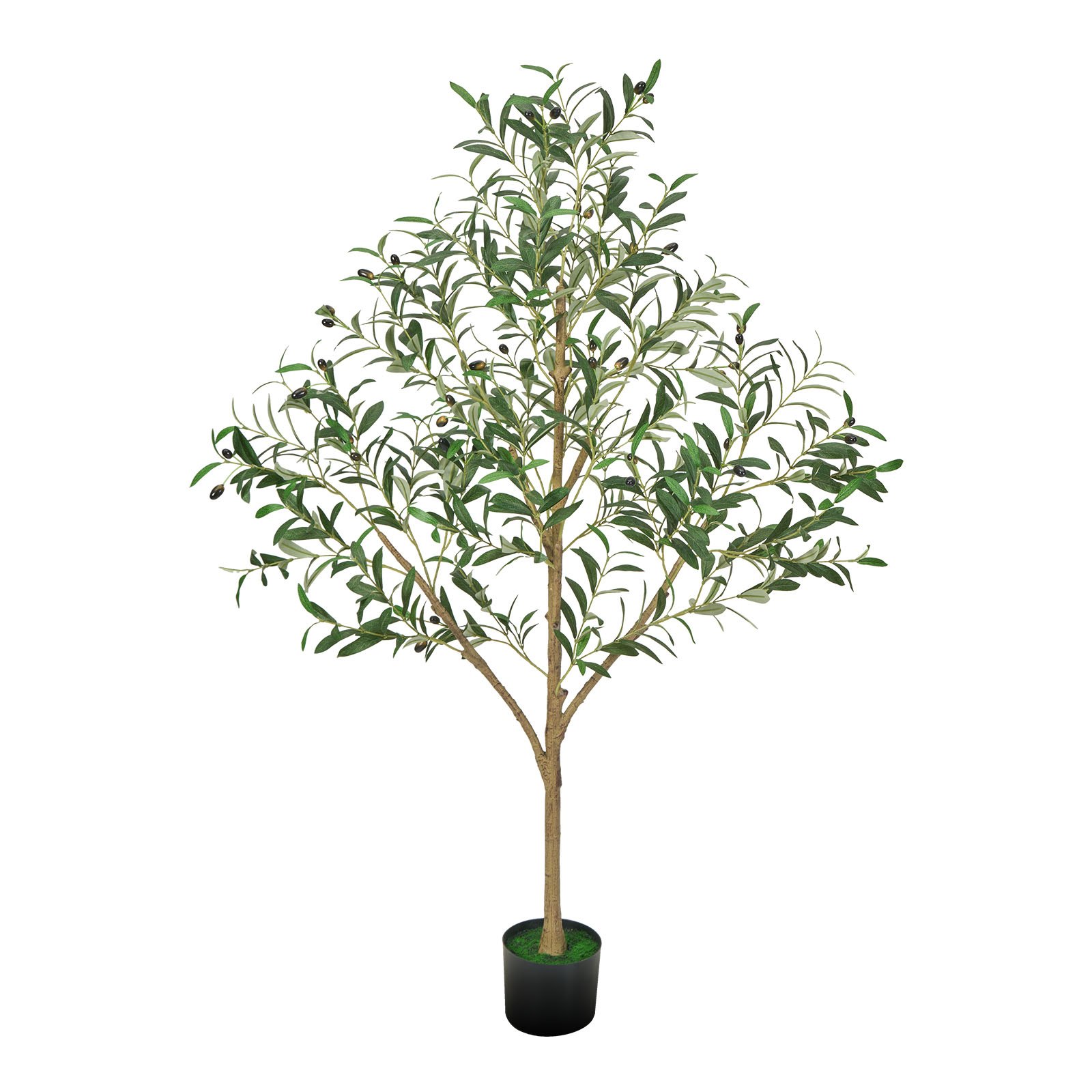 VEVOR Árbol Artificial de Olivo Alto de 1524 mm Planta Artificial de PE para Decoración Árbol Verde Planta Falsa para Hogar, Oficina, Hotel, Centro Comercial, Interior y Exterior, Maceta Negra