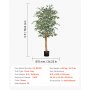 VEVOR 150cm Artificial Ficus Tree with Black Pot, Tall Faux Ficus Plant with Natural Wood Trunk and Realistic Green Leaves, Indoor Fake Silk Tree for Home, Office, Living Room, or Corner Décor