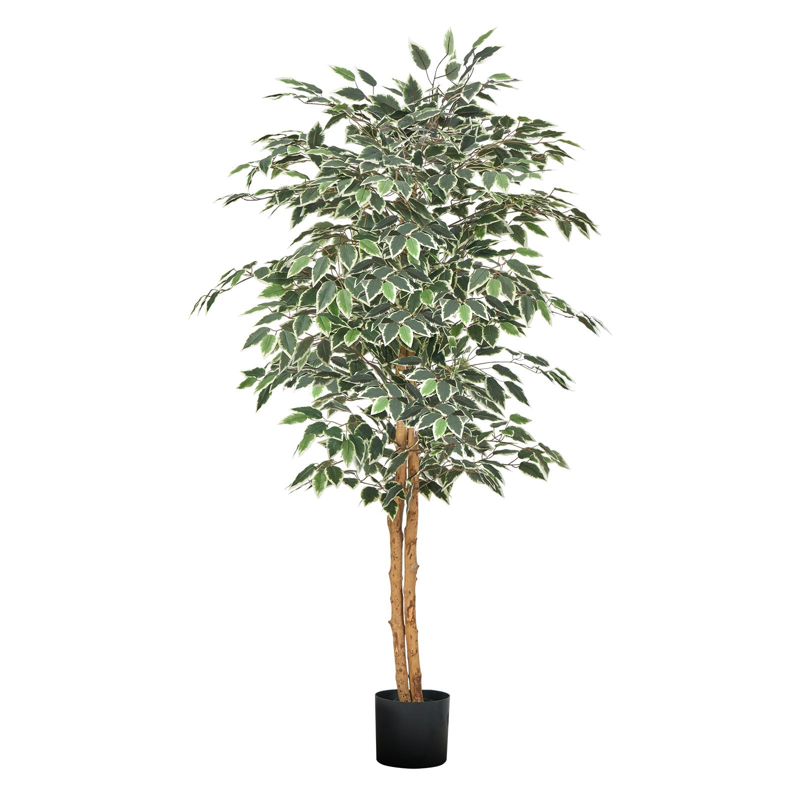 VEVOR 150cm Artificial Ficus Tree with Black Pot, Tall Faux Ficus Plant with Natural Wood Trunk and Realistic Green Leaves, Indoor Fake Silk Tree for Home, Office, Living Room, or Corner Décor