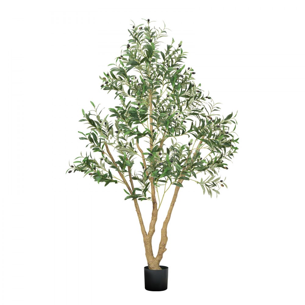 VEVOR Árbol Artificial de Olivo Alto de 1829 mm Planta Artificial de PE para Decoración Árbol Verde Planta Falsa para Hogar, Oficina, Hotel, Centro Comercial, Interior y Exterior, Maceta Negra