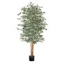 VEVOR 180cm Artificial Ficus Tree with Black Pot, Tall Faux Ficus Plant with Natural Wood Trunk and Realistic Green Leaves, Indoor Fake Silk Tree for Home, Office, Living Room, or Corner Décor