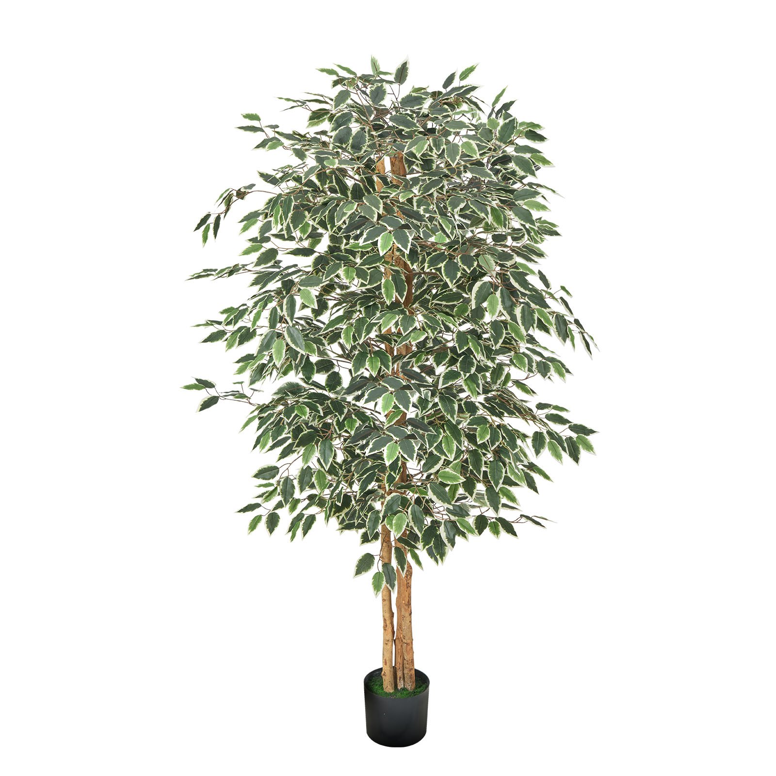 VEVOR Árbol Artificial de Ficus Alto de 1829 mm Planta Artificial de PE para Decoración Árbol Verde Planta Falsa para Hogar, Oficina, Hotel, Centro Comercial, Interior y Exterior, Maceta Negra