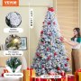 VEVOR Árbol de Navidad Artificial de 2,3 m Árbol de Decoración Navideña Completo con 550 Luces LED Color Blanco Cálido 1346 Puntas de Ramas Base de Metal para Decoración de Hogar, Fiesta, Oficina