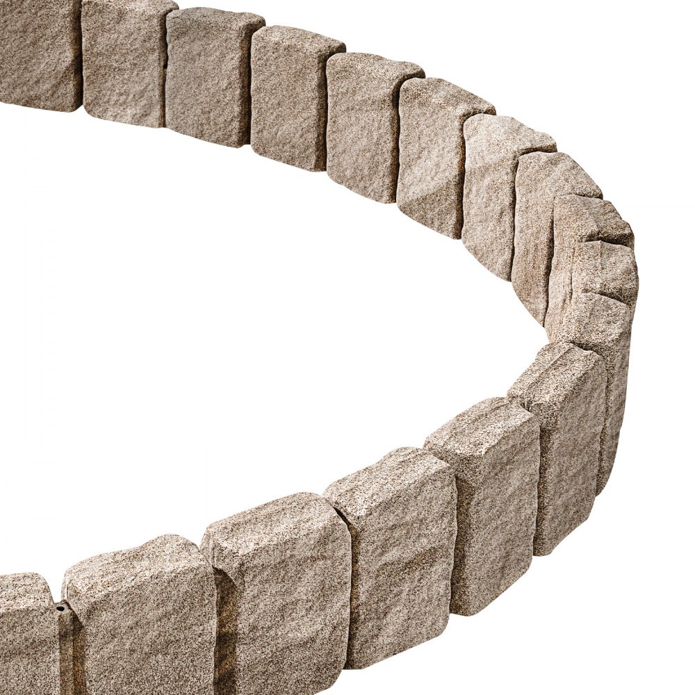 VEVOR Borde de Piedra Artificial para Jardín 120x10x23 cm, 4 Piezas de Borde de Césped Realista Flexible del Tamaño de un Ladrillo con Púas de Anclaje, para Caminos de Acceso y Pasarelas, Beige