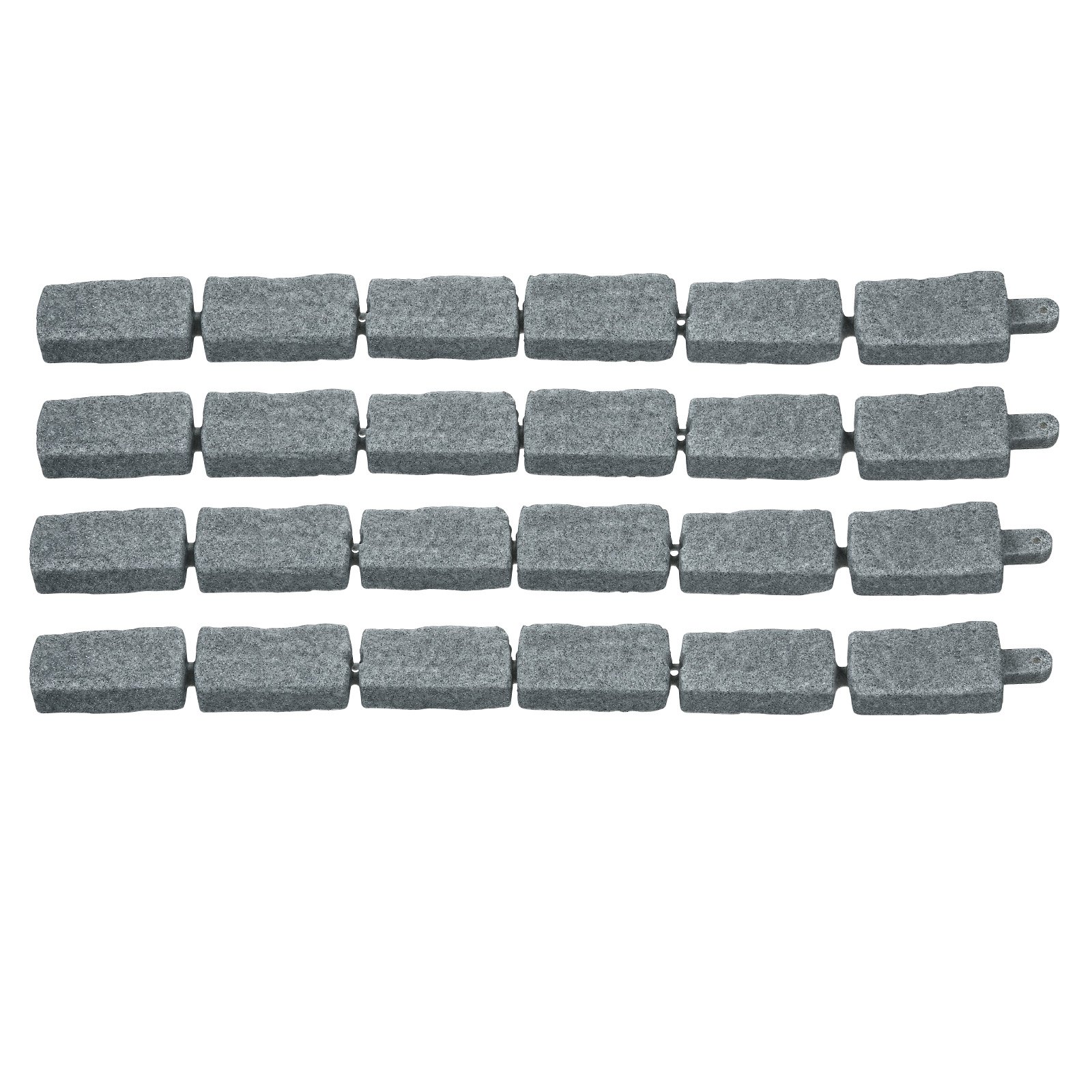 VEVOR Lawn Edging in Stone Look, 1180x95x57 mm Realistic Lawn Edging, Flexible Brick-Size Bed Edging with Anchoring Spikes, Bed Border for Driveways, Walkways, Set of 4, Gray