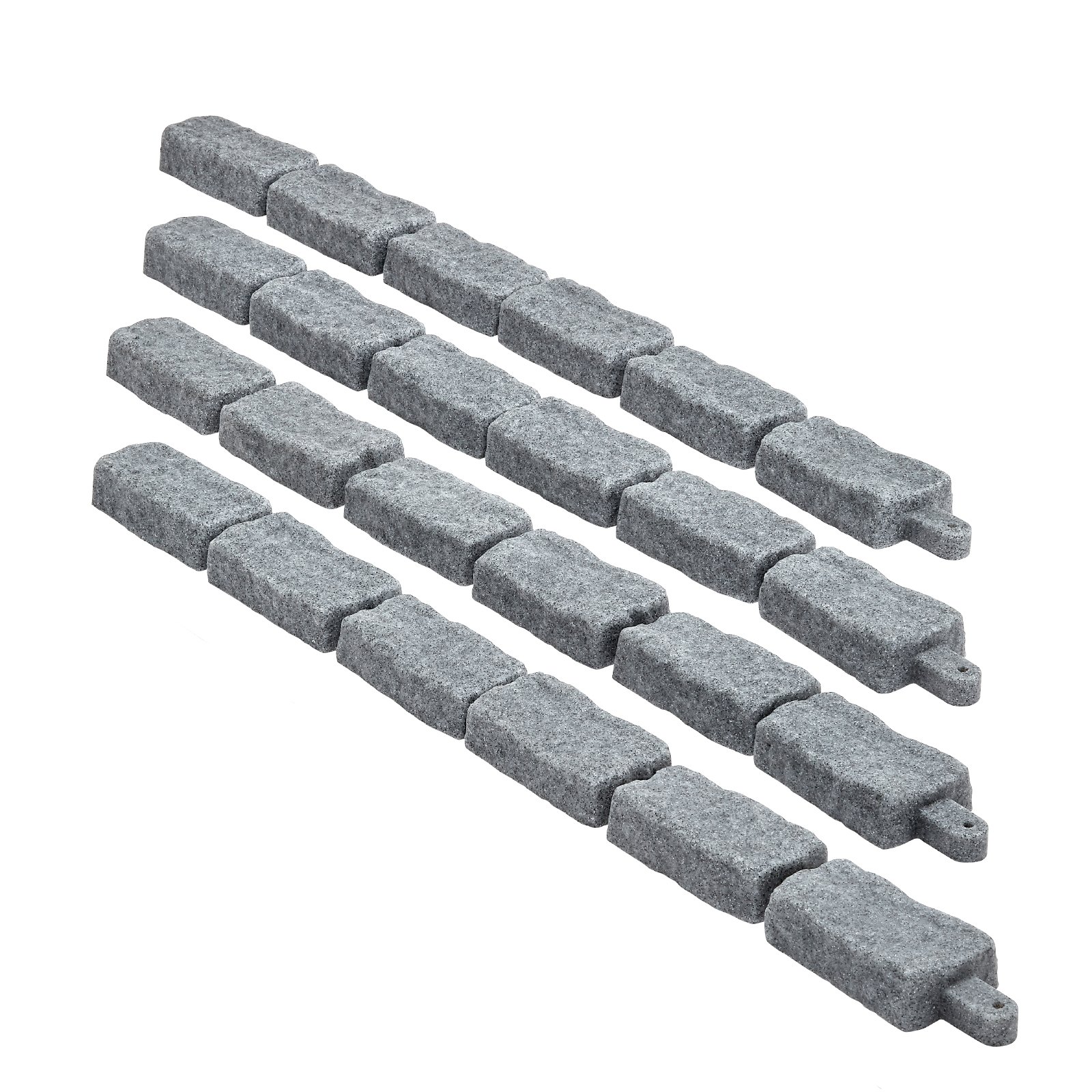 VEVOR Lawn Edging in Stone Look, 1180x95x57 mm Realistic Lawn Edging, Flexible Brick-Size Bed Edging with Anchoring Spikes, Bed Border for Driveways, Walkways, Set of 4, Gray