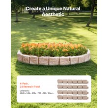 VEVOR 4 Piezas Borde de Piedra Artificial de Jardín 1190 x 100 x 155 mm, Beige