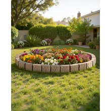 VEVOR Borde de Piedra Artificial para Jardín 1190 x 100 x 155 mm, 4 PCS Borde de Césped Realista Flexible del Tamaño de un Ladrillo con Púas de Anclaje, para Caminos de Acceso y Pasarelas, Beige