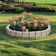 VEVOR 4 Piezas Borde de Piedra Artificial de Jardín 1190 x 100 x 155 mm, Marrón