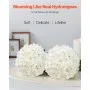 VEVOR Flores Artificiales, 105 Hortensias Artificiales de Seda Blanca de Aspecto Real a Granel, Artificiales Blancas con Tallos para Ramos de Boda, Centros de Mesa y Decoración de Mesas de Fiesta