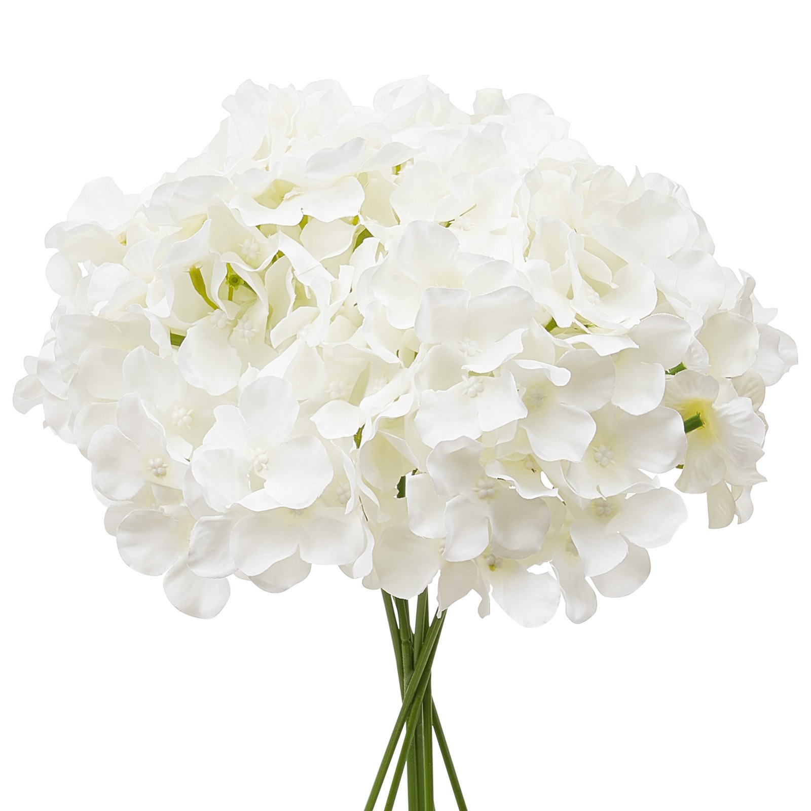 VEVOR Flores Artificiales, 105 Hortensias Artificiales de Seda Blanca de Aspecto Real a Granel, Artificiales Blancas con Tallos para Ramos de Boda, Centros de Mesa y Decoración de Mesas de Fiesta