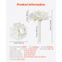 VEVOR Flores Artificiales, 205 Hortensias Artificiales de Seda Blanca de Aspecto Real a Granel, Artificiales Blancas con Tallos para Ramos de Boda, Centros de Mesa y Decoración de Mesas de Fiesta