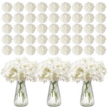VEVOR Flores Artificiales, 305 Hortensias Artificiales de Seda Blanca de Aspecto Real a Granel, Artificiales Blancas con Tallos para Ramos de Boda, Centros de Mesa y Decoración de Mesas de Fiesta
