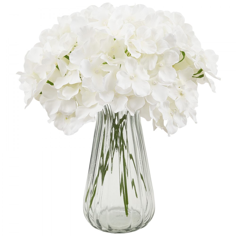 VEVOR Flores Artificiales, 65 Hortensias Artificiales de Seda Blanca de Aspecto Real a Granel, Artificiales Blancas con Tallos para Ramos de Boda, Centros de Mesa y Decoración de Mesas de Fiesta