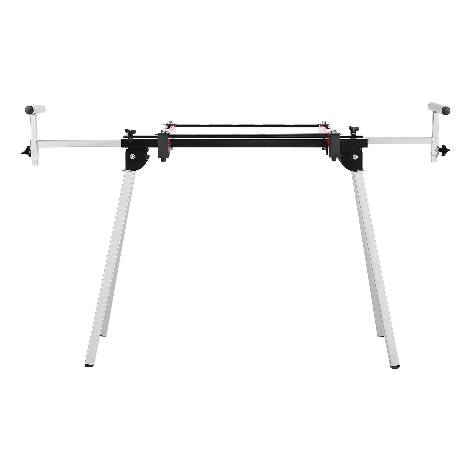 VEVOR Soporte para Sierra Ingletadora de Acero con Abrazaderas de Soporte de Montaje de Una Pieza Carga de 136,1 kg Altura y Longitud Ajustables, Soporte para Sierra Ingletadora Portátil y Plegable