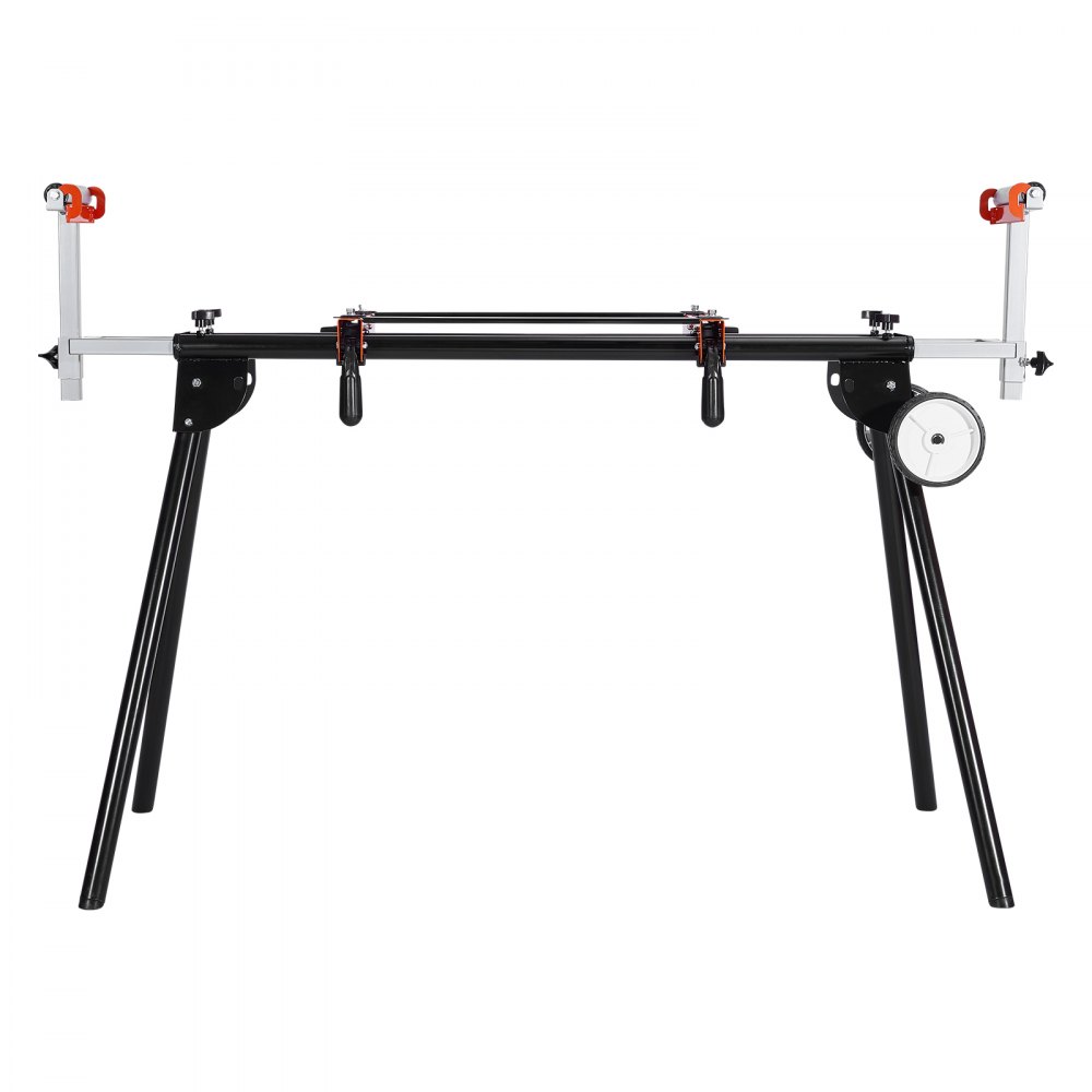 VEVOR Soporte para Sierra Ingletadora de Acero con Abrazaderas de Soporte de Montaje de Una Pieza Carga de 249,5 kg Altura y Longitud Ajustables, Soporte para Sierra Ingletadora Portátil y Plegable