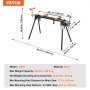 VEVOR Soporte para Sierra Ingletadora Carga 249,5kg Altura y Longitud Ajustables