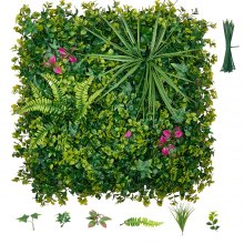 VEVOR Jardín Vertical Artificial 50,8 x 50,8 cm, Panel Decorativo de Pared 16 Unidades, Pantalla de Privacidad, Hojas de Estilo Tropical, Planta de Decoración para Exterior Interior Boda Terraza Hogar