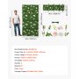 VEVOR Jardín Vertical Artificial 61 x 243,8 cm, Panel Decorativo de Pared 2 Unidades, Hojas Verdes y Flores Rosadas y Blancas, Planta de Decoración para Bodas Fiestas Exterior Interior Terraza Hogar