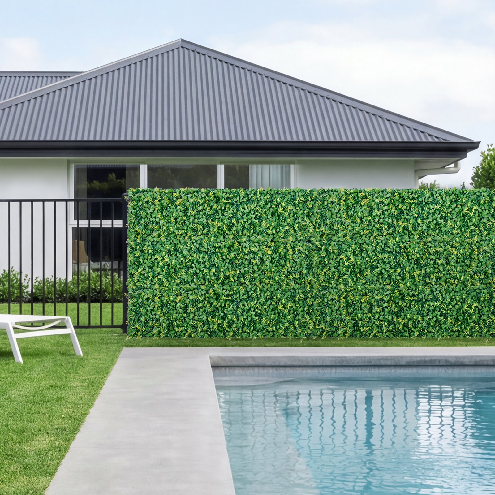 VEVOR Jardín Vertical Artificial 61 x 243,8 cm, Panel Decorativo de Pared 4 Unidades, Hojas de Boj Selváticas, Pantalla de Privacidad, Decoración para Bodas Exterior Interior Terraza Hogar Oficina