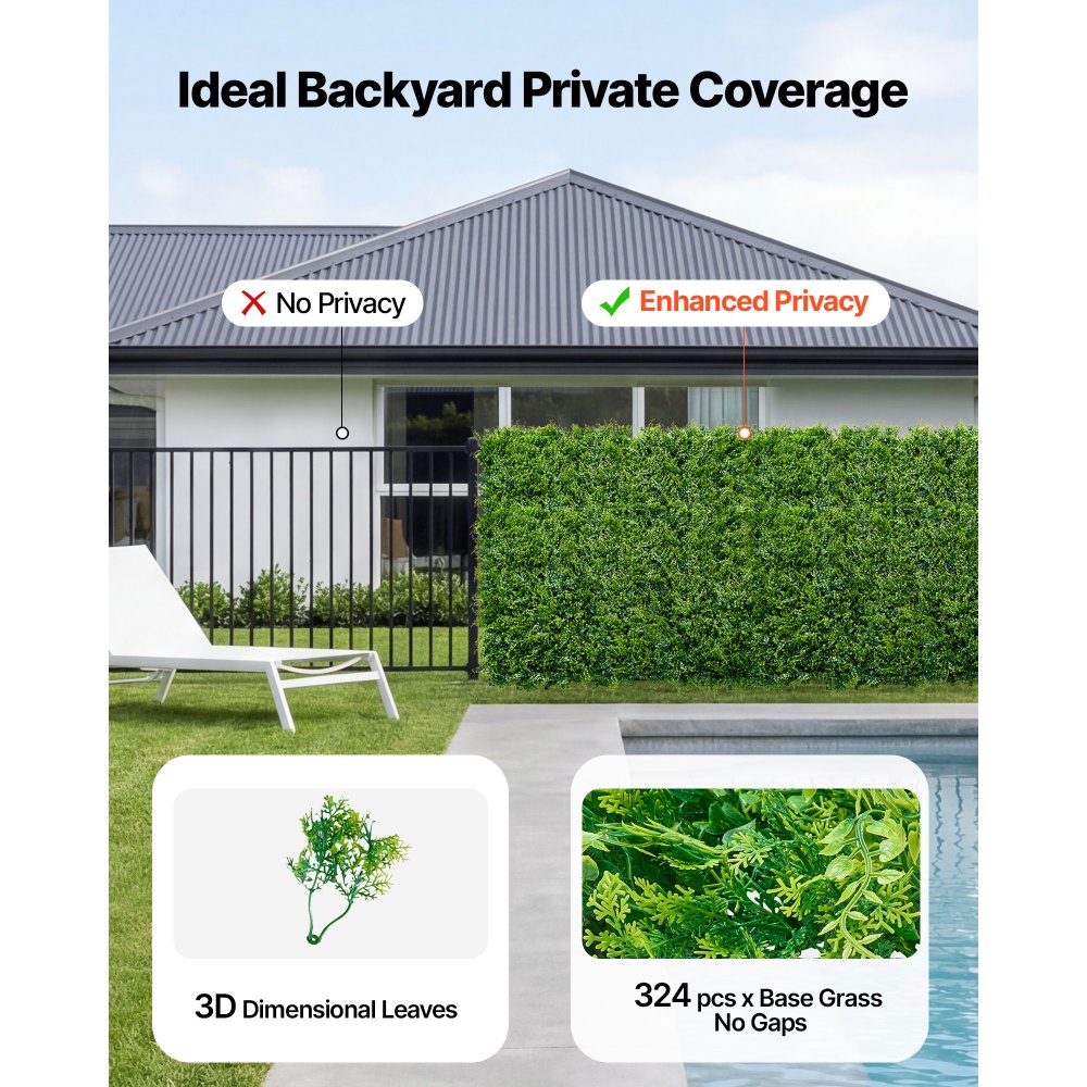 VEVOR Jardín Vertical Artificial 50,8 x 50,8 cm, Panel Decorativo de Pared 12 Unidades, Planta de Estilo Selvático, Pantalla de Privacidad, Decoración para Boda Exterior Interior Terraza Hogar Oficina