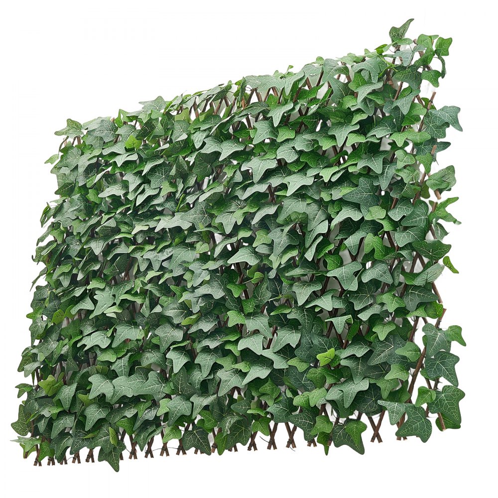 VEVOR Seto Artificial 63,5 x 320 cm 1 Unidad, Valla Decorativa de Hiedra Artificial, Malla de Hojas Verdes, con 50 Bridas de Plástico, Pantalla de Privacidad para Jardín Balcón Ático Terraza Piscina
