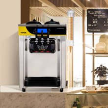 VEVOR Máquina de Helados Comercial 2200 W Máquina de Helado Suave Plata 22-30L por Hora Máquina para Hacer Helados Suaves 74,5 x 54 x 86 cm en Cafeterías, Buffets, Tiendas de Bebidas, Restaurantes