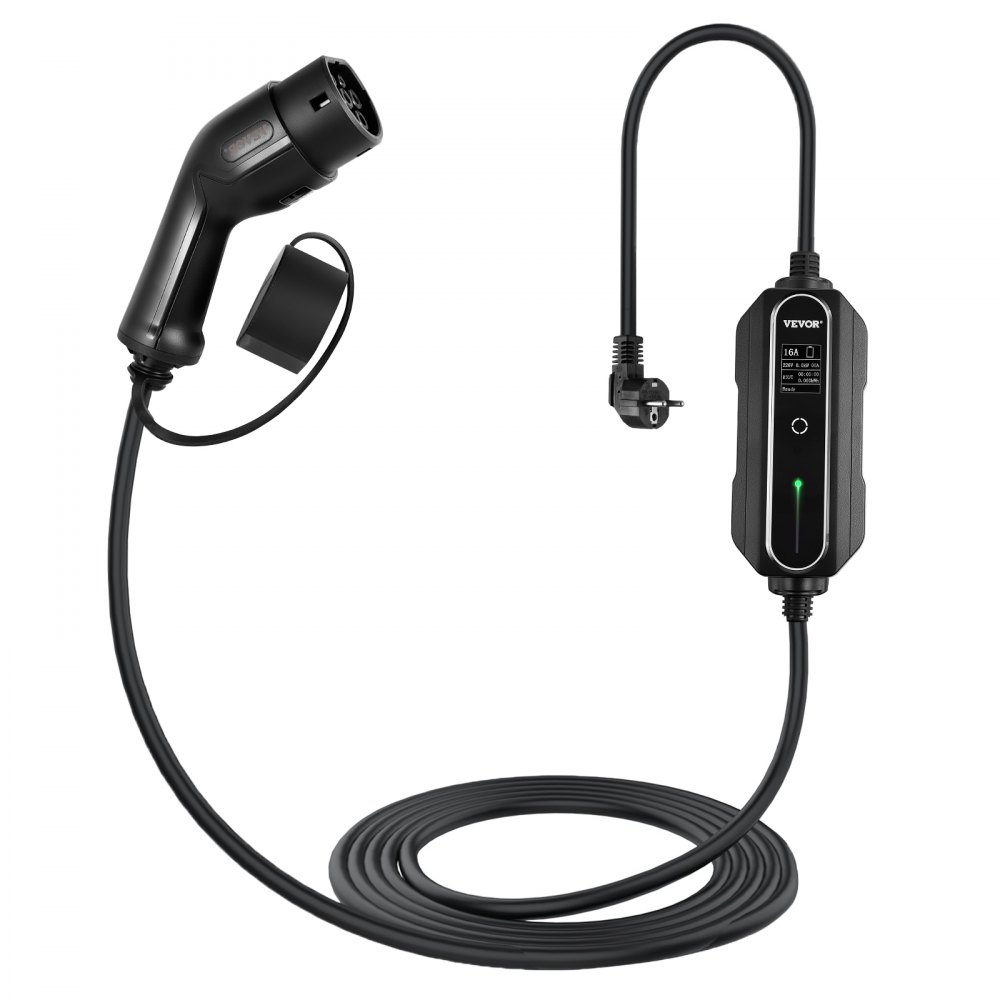 VEVOR Cargador Portátil de Vehículos Eléctricos de 16 A Tipo 2, Cargador Home EV 3,6 kW Cargador de Coche EV Compatible con la Mayoría de los Coches Eléctricos, que Cumplen con la Norma IEC 62196-2