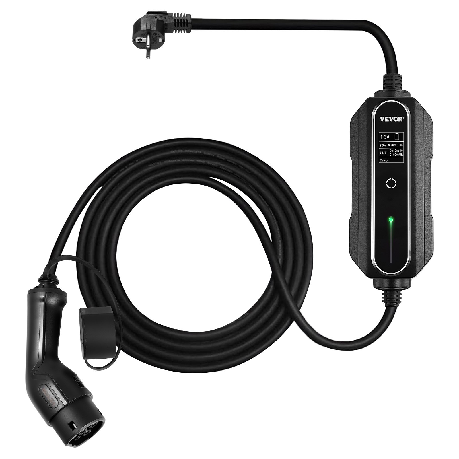VEVOR Cargador Portátil de Vehículos Eléctricos de 16 A Tipo 2, Cargador Home EV 3,6 kW Cargador de Coche EV Compatible con la Mayoría de los Coches Eléctricos, que Cumplen con la Norma IEC 62196-2