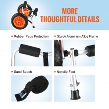 VEVOR Carrito de Kayak de Alta Resistencia Carga de 113kg Carro de Transporte Plegable para Canoas con Ruedas Sólidas de 25,4 cm Pie de Apoyo Antideslizante y Correa de Amarre para Kayaks Canoas Botes