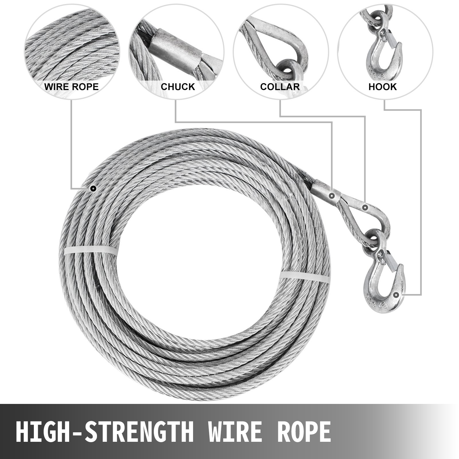 VEVOR Polipasto Manual de Cadena Extractor de Cable de Alambre 1,6 T Cable de Cabrestante Manual Extractor de Agarre de 25 m Diámetro de Cuerda 11 m