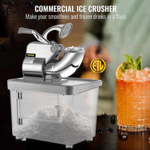 VEVOR Máquina de Raspado Hielo 180KG/Hora, Picadora de Hielo Eléctrica, con Juego Adicional de Cuchillas, Trituradora y Picadora de Hielo Eléctrico, Cabezal de Corte Doble y Motor de Cobre 300W