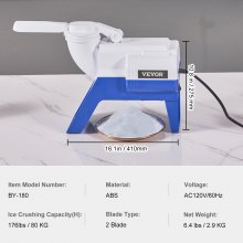 VEVOR Máquina para Picar hielo eléctrico 80kg/h Picadora de Hielo Comercial 220W Cabezal de Acero Inoxidable Cuerpo de Abs Trituradora de Hielo Comercial