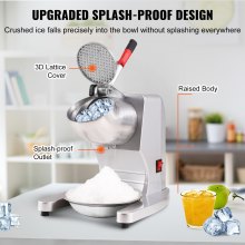 VEVOR Máquina para Picar Hielo Eléctrica 100 kg/h Picadora de Hielo Comercial 300 W Cabezal de Acero Inoxidable de 4 Cuchillas Trituradora de Hielo Eléctrica para Bebidas Frías Bar Restaurante, Plata