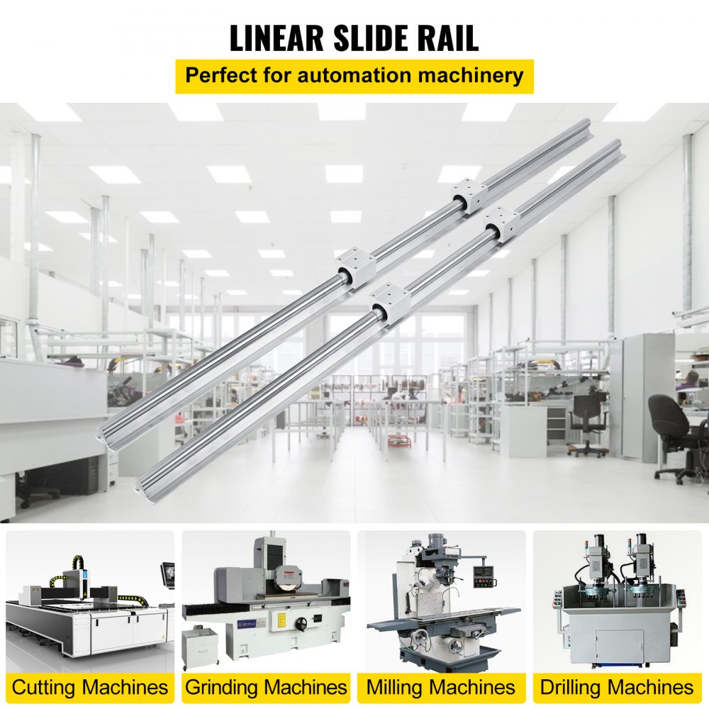 VEVOR Guia Lineal 2 X Rieles Lineales Sbr20-1200 Mm 4 X Bloque Deslizante De Rodamiento De 20 Mm