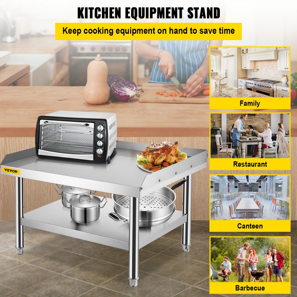 Mesa de acero inoxidable VEVOR para preparación y trabajo, soporte para equipos de cocina de 36" x 30