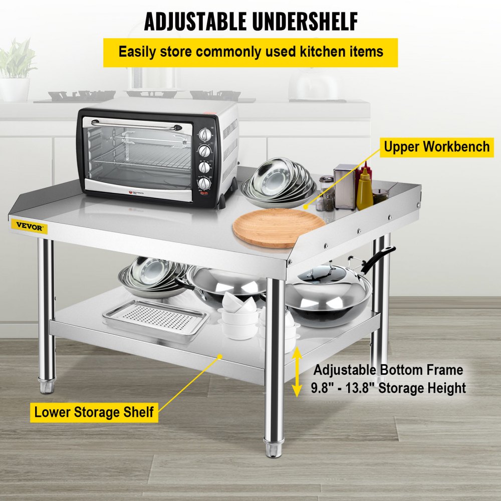 Mesa de acero inoxidable VEVOR para preparación y trabajo, soporte para equipos de cocina de 36" x 30