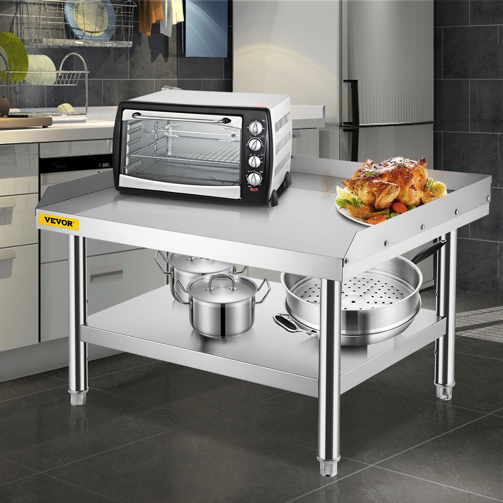 Mesa de acero inoxidable VEVOR para preparación y trabajo, soporte para equipos de cocina de 36" x 30