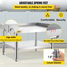 VEVOR Mesa de acero inoxidable para preparación y trabajo, soporte para equipos